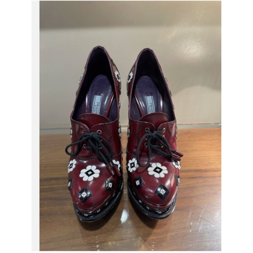PRADA floral clog heels shoes oxford booties size 37 (runs like 6.5) - Picture 7 of 11